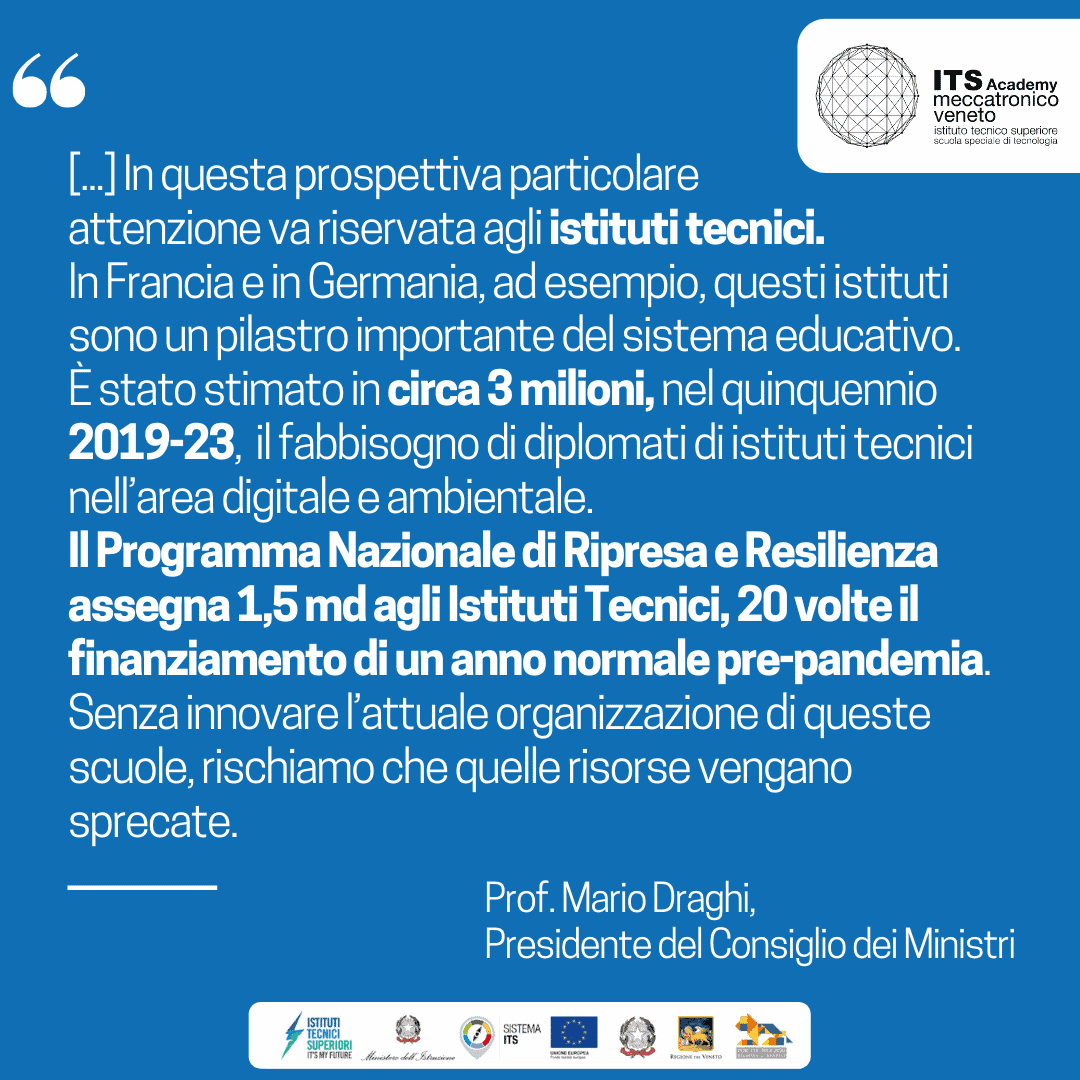 ITS meccatronico veneto Draghi Apprendistato di terzo livello all'ITS